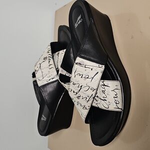 DANSKO AVA PRINT Black/White 38 Sandals Shoes Comfort Leather
